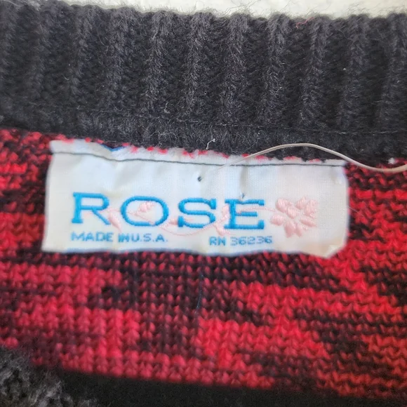 Vintage Colorful Southwestern Aztec Print Sweater Women's M/L By Rose USA - Picture 3 of 3